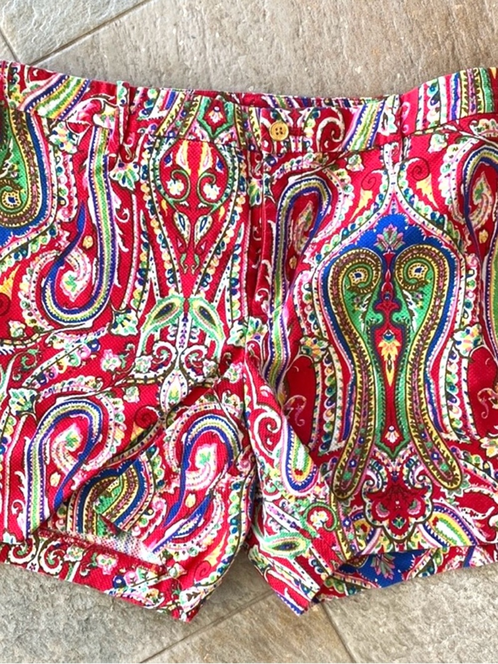 Ralph Lauren Red Paisley Print Women’s Shorts 2 - Picture 5 of 12